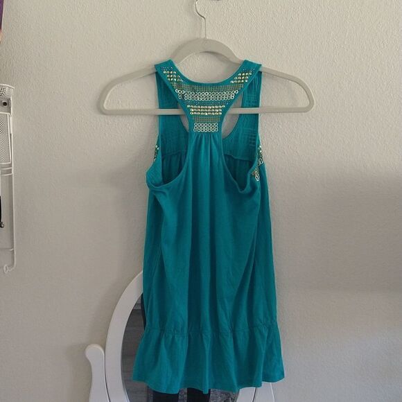 Express Embellished Tank Top Teal Turquoise size X-Small - Picture 6 of 6